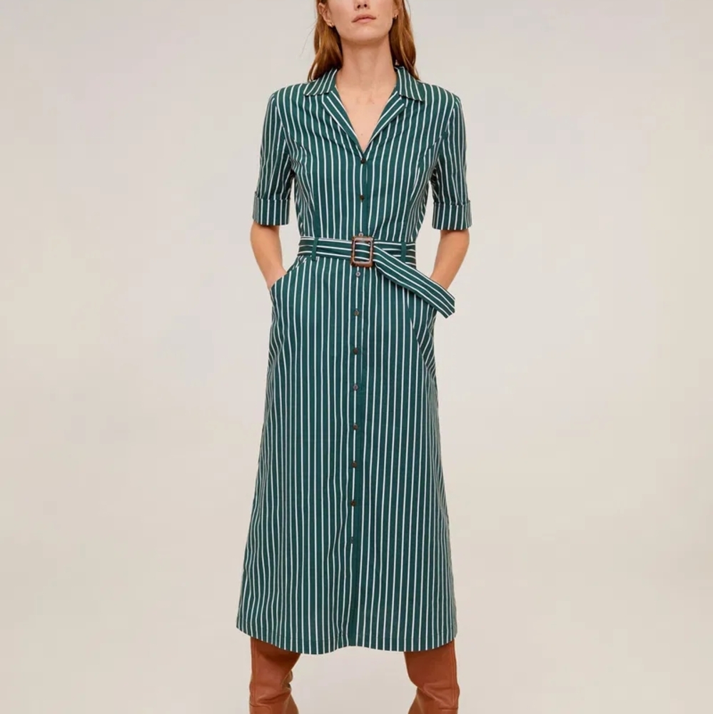 Striped Green Belted Dress